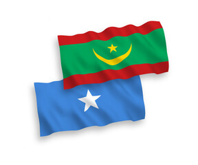 Flags of Islamic Republic of Mauritania and Somalia on a white background