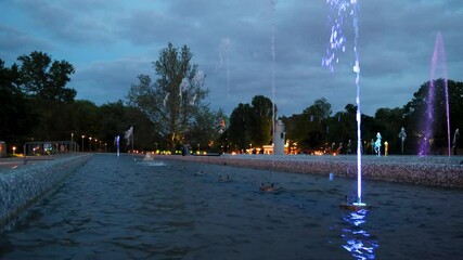 Poster - Multimedia Fountain Park in Podzamcze area of Warsaw city, Poland, 4k footage