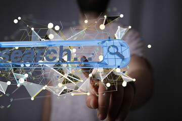 interface web application in hand 3d