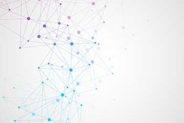 Wall Mural - geometric abstract background with connected line and dots. structure molecule and communication. bi