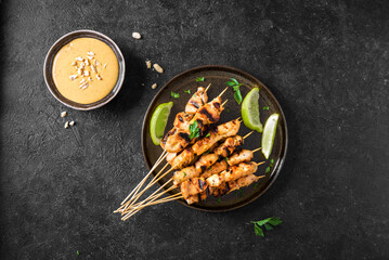 Chicken grilled satay skewers