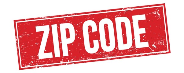 zip code text on red grungy rectangle stamp.