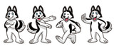 Fototapeta Fototapety na ścianę do pokoju dziecięcego - set cartoon of husky dog mascot character