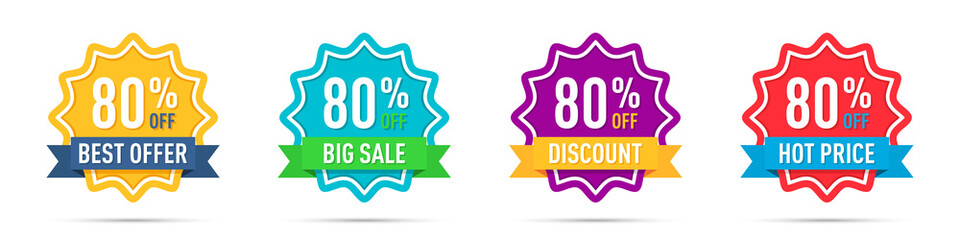 Poster - Set of different 80 off percentage promotion badges