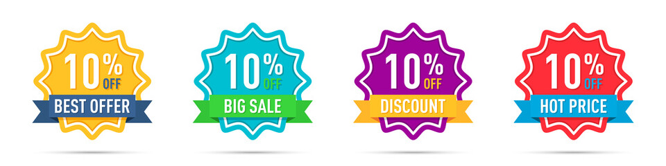 Poster - Set of different 10 off percentage promotion badges