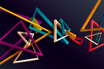 Abstract 3D geometric shape of colorful triangles.