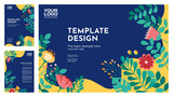 Fototapeta Pokój dzieciecy - Hand drawn blue floral template design, Vector layout ornament concept for presentation, printing, magazine, book, poster