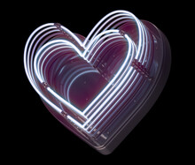 Triple Fading Neon Font. Heart Symbol.