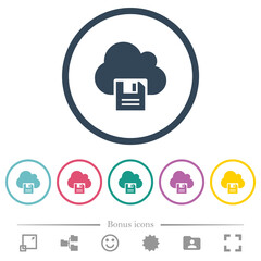 Sticker - Cloud storage flat color icons in round outlines