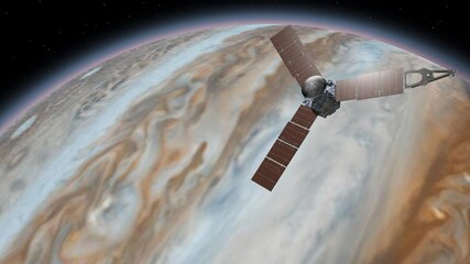 Wall Mural - juno is a nasa space probe orbiting the planet jupiter. jupiter planet rotating in the outer space. 