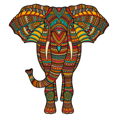 Wall Mural - doodle vector handdrawn elephant colored print in bright colors