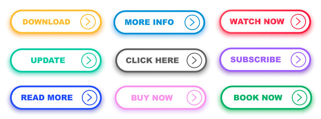 Wall Mural - set of vector modern trendy flat buttons. different colors of main shapes.