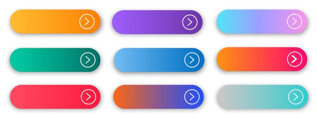 Wall Mural - web buttons flat design template with color gradient and thin line outline style. vector isolated re
