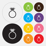 Fototapeta Dinusie - Diamond engagement ring icon