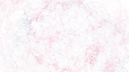 Wall Mural - Abstract loop features animated technology based shapes, connected blue and red lines and blurry dots on a isolated white background. 