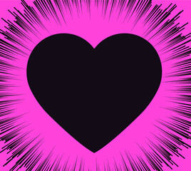 Wall Mural - abstract background with speed lines and heart. vector hand-drawn design template for manga and comi