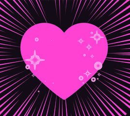 Wall Mural - abstract background with speed lines and heart. vector hand-drawn design template for manga and comi