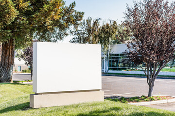 Blank company signboard in an office park in Silicon Valley; San Francisco Bay, California