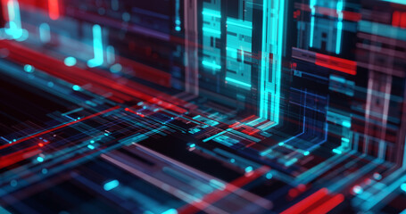 Wall Mural - high tech technology geometric and connection system background with digital data abstract circuit b