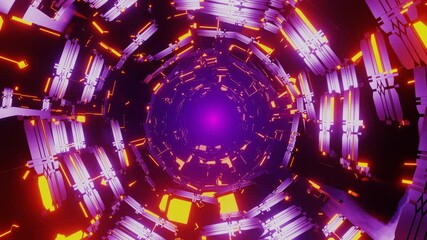 Wall Mural - Infinity rock tunnel into cyberspace. 3D render seamless animation of retro futurism abstract concept. Neon lights and perfect loop. Terrain synthwave retro futuristic laser