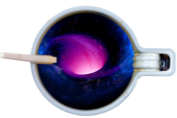 Wall Mural - Spiral galaxy and stars in coffee mug