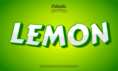 Lemon 3d editable text style effects on green and lemon background