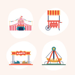 Canvas Print - amusement park four icons