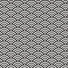  和柄の背景素材　波のパターン　白黒