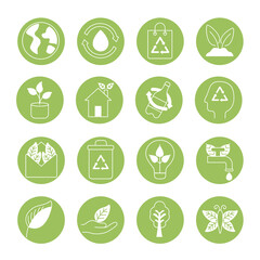 Sticker - sixteen organic icons