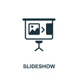 Slideshow icon. Monochrome simple element from presentation collection. Creative Slideshow icon for web design, templates, infographics and more