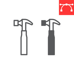 Wall Mural - hammer line and glyph icon