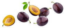 Plums Isolated On White Background With Clipping Path