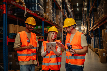 Factory managers doing a warehouse inspection