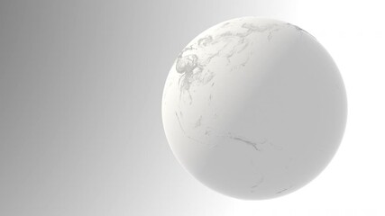 Wall Mural - the globe is spinning on a light background performance in a light gray style loop animation