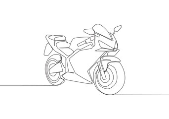 Wall Mural - One continuous line drawing of luxury sporty motorbike for racing logo. Big sport motorcycle concept. Single line draw design vector illustration