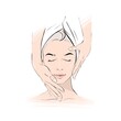 Illustration of woman face hand massage 
