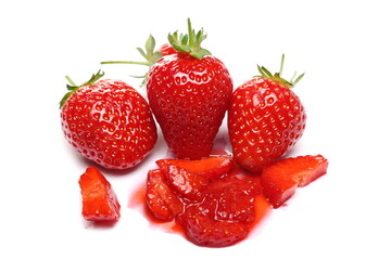 Wall Mural - Fresh strawberries isolated on white background