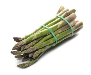 Wall Mural - Fresh asparagus sprouts bundle isolated on white background