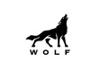 Wolf silhouette logo icon. Howling predator sign. Wild canine animal symbol. Vector illustration.