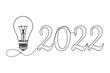 © Yana - Continuous one line of new year 2022 concept. Linear stylized.Minimalist.