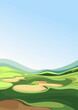 © Pakon - Golf course with sand traps. Outdoor sport location in vertical orientation.