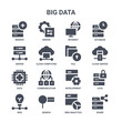 icon set of 16 big data concept vector filled icons such as server, server, cloud server, development, search, share, web analytics, file, database