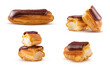 Set traditional french eclairs with chocolate