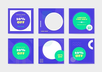 Wall Mural - editable template post for social media ad. web banner ads for promotion design with blue and green 