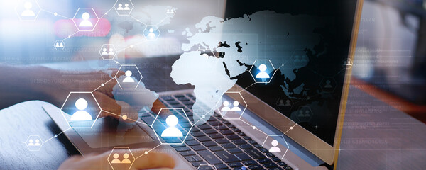 Wall Mural - global web connections banner