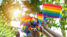 LGBT Pride Or LGBTQ  Gay Pride With Rainbow Flag For Lesbian, Gay, Bisexual, And Transgender People Human Rights Social Equality Movements In June Month