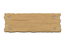 Retro Vintage Brown Wooden Plank Cracked Sign Board Vector Illustration