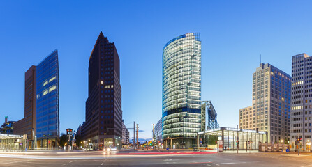 Wall Mural - Berlin Skyline Potsdamer Platz square panoramic view at night in Germany