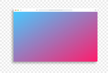 Web window screen mockup. Internet empty page concept with shadow. Website template design. Mockup for web site design.