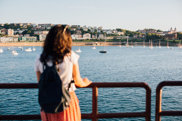 Poster - San Sebastian bay in Spain through the eyes of a tourist girl